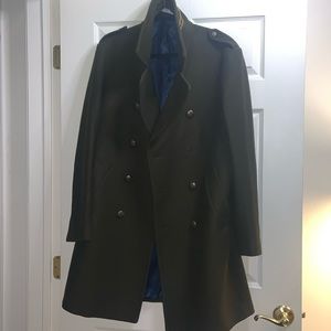 Men's Hunter Green with attachable fur collar Zara Coat size 44 XL